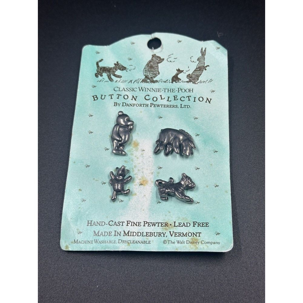 Classic Winnie the Pooh Button Collection Set of 4 by Danfourth Pewterers, New